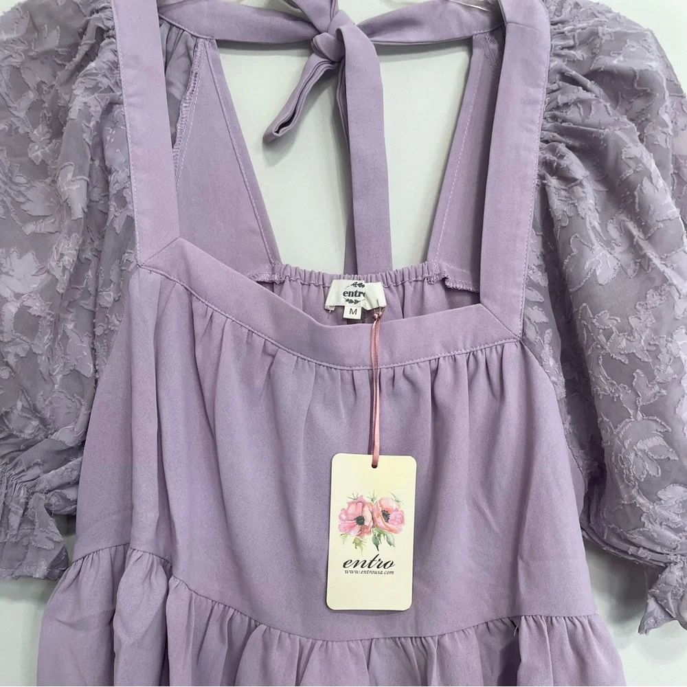 Entro Lavender Textured Sleeve Blouse  Size Medium ~ Spring‎ or Summertime